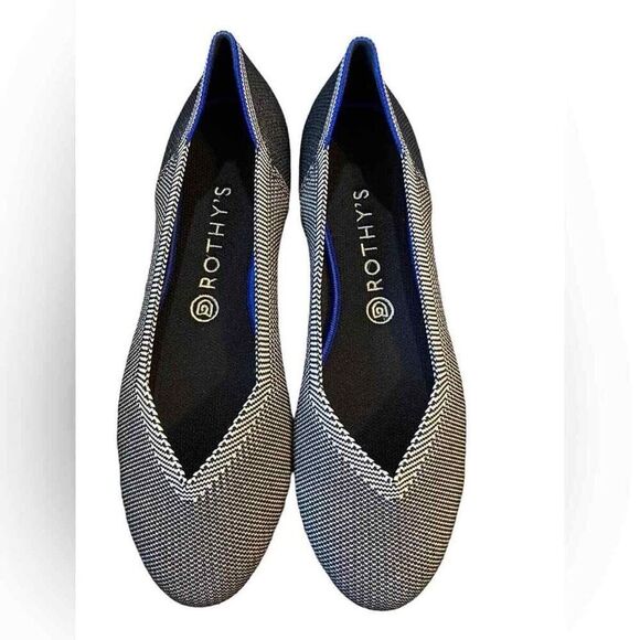 Rothy's Shoes - Rothy's Cloud gray Birds Eye round flat navy print women's size 9